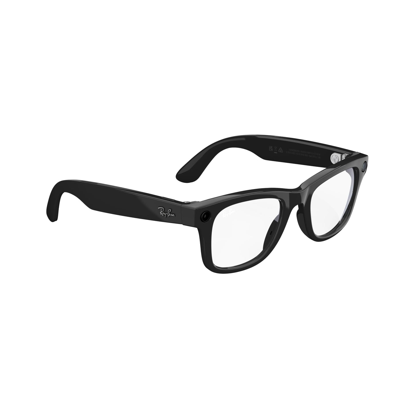 Meta Ray-Ban Smart Glasses, Wayfarer, Shiny Black/Clear, Regular