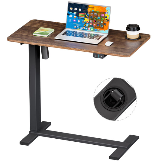 BIZUM Small Electric Standing Desk Bedside Table with Hidden Wheels 31.5 x 15.8 Inch Adjustable Computer Laptop Office Desk, Walnut