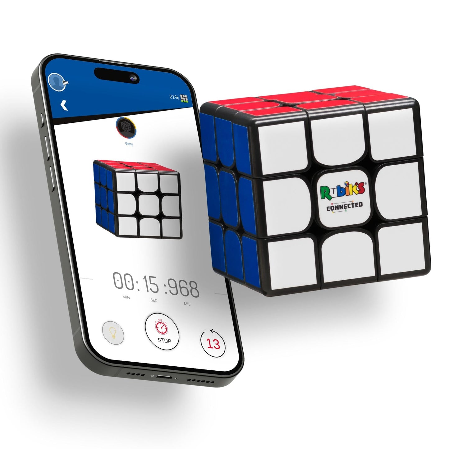 Rubik’s Connected Cube - Go from Beginner to Pro in No Time. 3x3 Smart Magnetic Intelligent Speed Cube. User Friendly App & Online Battles. Rechargeable Battery. STEM Puzzle. Fits All Ages
