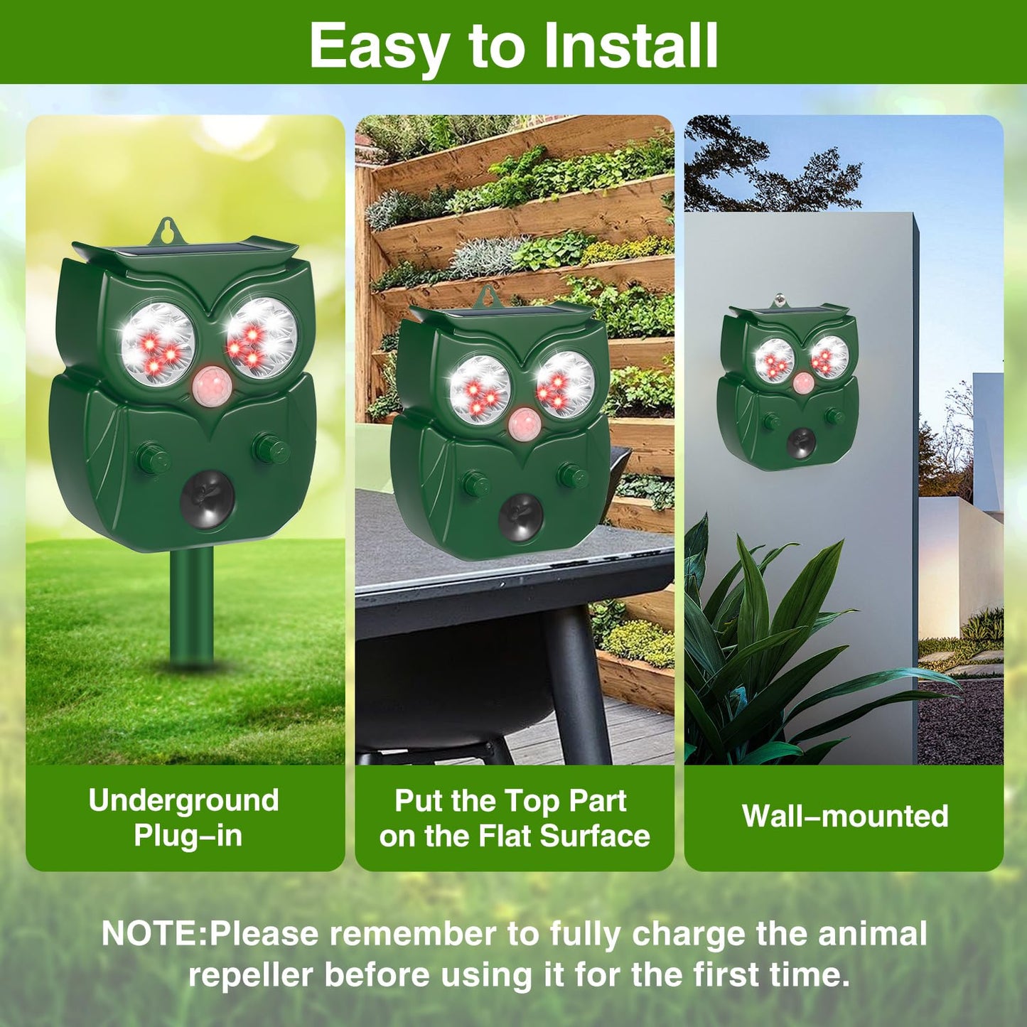 2Pcs Ultrasonic Animal Repellent Outdoor Solar Animal Repeller with Motion Sensor Cat Repellent Outdoor Waterproof to Repel Raccoon Fox Rabbit Deer Squirrel Skunk Repellent for Yard Garden (NO.3)