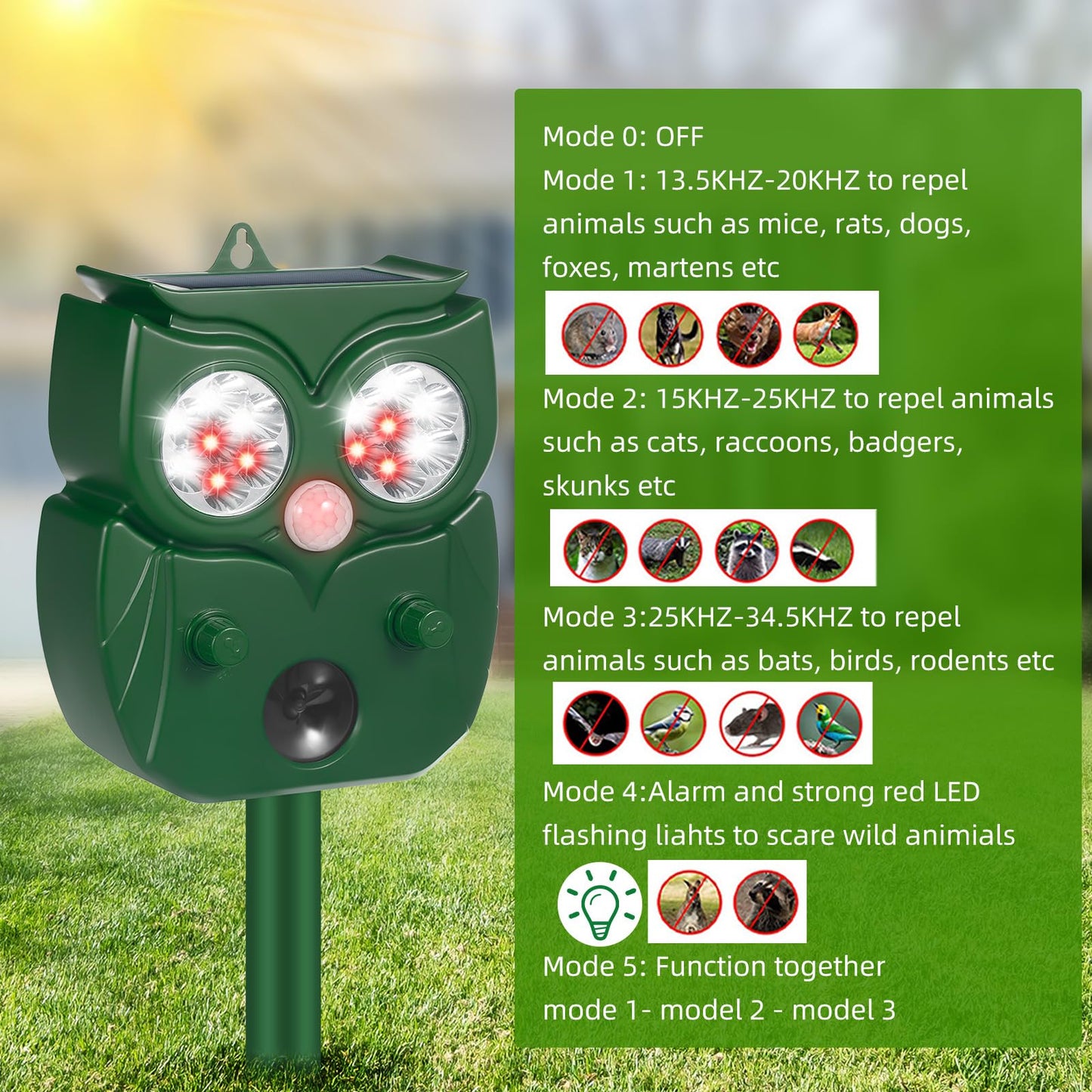 2Pcs Ultrasonic Animal Repellent Outdoor Solar Animal Repeller with Motion Sensor Cat Repellent Outdoor Waterproof to Repel Raccoon Fox Rabbit Deer Squirrel Skunk Repellent for Yard Garden (NO.3)