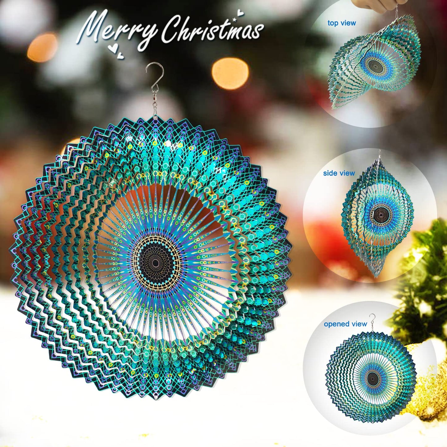 FONMY Wind Spinner Mandala Starry Sky 12 inch 3D Stainless Steel Laser Cut Metal Art Geometric Pattern - Hanging Wind Spinner, Kinetic Yard Art Decorations - Indoor/Outdoor Décor