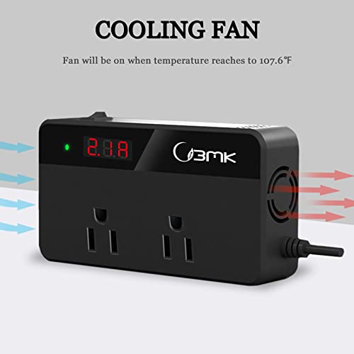 Car Power Inverter DC 12V to 110V with 4 USB Ports Charger Adapter and Power Meter