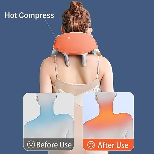 Wearable Neck Shoulder Massager, Deep Tissue Shiatsu Back Massagers with Heat for Pain Relief