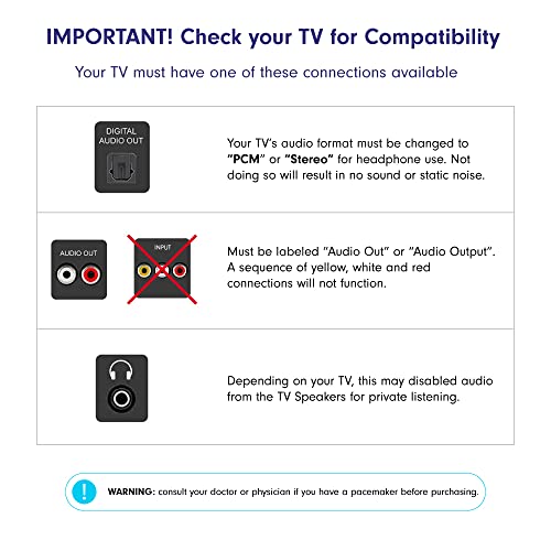 TV Headset - wireless, with Chargeable Dock - No waking up kids while watching tv