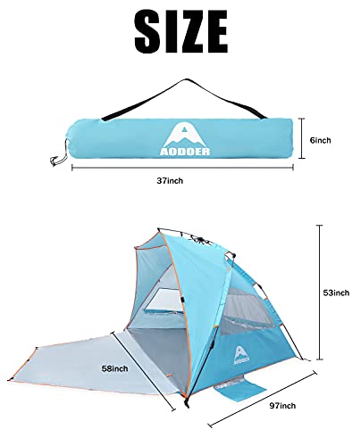 Pop Up Beach Tent - 4 Person Portable Windproof Instant Shelter with UPF50+ Protection