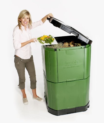 Compost with no need to manually rotate - Aerobin 400 Insulated Compost bin, 113 Gallon, Green
