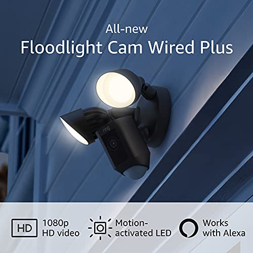 Ring Floodlight Cam Wired Plus with motion-activated 1080p HD video - Alexa Enabled