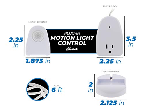 Motion Sensor to Trigger Power Outlet for Light Control - 2 Pack - 25ft Range, 6ft Cord