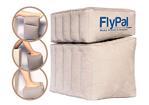 Instant Leg and foot rest - Inflatable Foot Rest for Air Travel, U.S Patented 2 in 1 Design, Blow-Up Pillow Cushion for Home, Office and Kids to Sleep on Long Flights, 17“x11"x17", Grey.