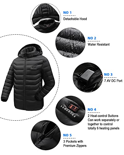 Heatd Jacket - Most Heat Zones   (Unisex), 6 heat zones with Detachable Hood