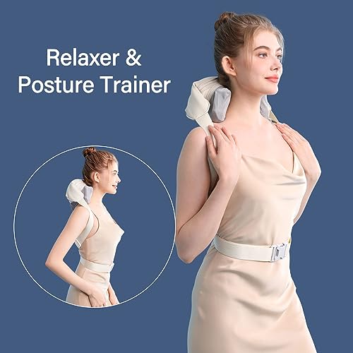 Wearable Neck Shoulder Massager, Deep Tissue Shiatsu Back Massagers with Heat for Pain Relief