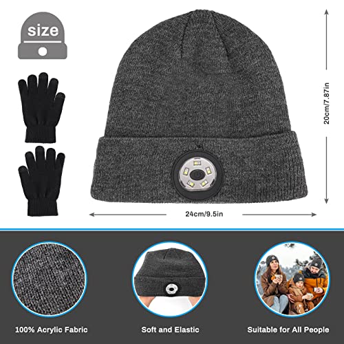 Beanie with Bluetooth Headphones and LED head lamp