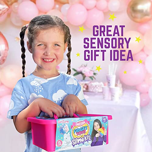 Unicorn Fidget Slime Surprise Kit for Girls, Sensory Fidget Toys and Stress Ball