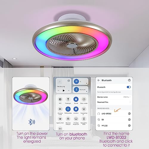 Ceiling light, fan, led display and music all in one! - 22"Bladeless
