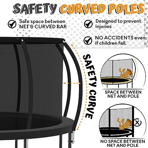 Trampoline 8FT 10FT 12FT 14FT with Enclosure and Ladder, Galvanized Anti-Rust Coating for outdoor, ASTM Approval-for Kids