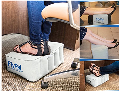 Instant Leg and foot rest - Inflatable Foot Rest for Air Travel, U.S Patented 2 in 1 Design, Blow-Up Pillow Cushion for Home, Office and Kids to Sleep on Long Flights, 17“x11"x17", Grey.