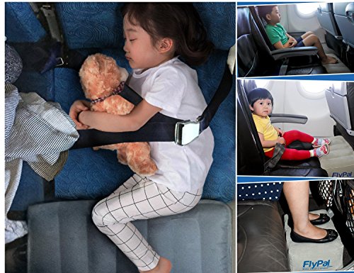 Instant Leg and foot rest - Inflatable Foot Rest for Air Travel, U.S Patented 2 in 1 Design, Blow-Up Pillow Cushion for Home, Office and Kids to Sleep on Long Flights, 17“x11"x17", Grey.