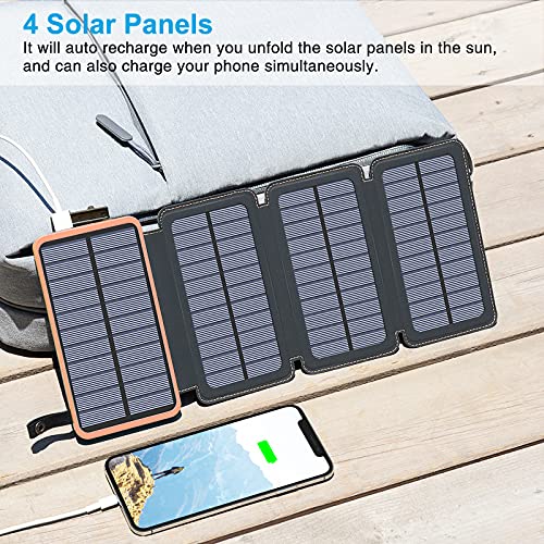 4 Solar Panels on the Go with External Battery Pack for Phones, Tablets and Laptops