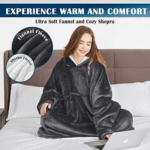 Homemate Heated Wearable Blanket Hoodie, with Battery Pack 7.4V, Oversized Blanket Hoodie for Women Men, Warm Hoodie Blanket