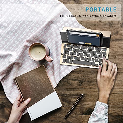 Cellphone Foldable Bluetooth Keyboard with Carrying Pouch, for iPad, iPhone, and More
