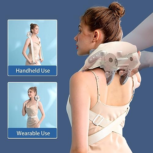 Wearable Neck Shoulder Massager, Deep Tissue Shiatsu Back Massagers with Heat for Pain Relief