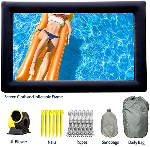 Outdoor 20 Ft Inflatable Movie Screen - Includes Inflation Fan, Tie-Downs - Supports Front / Rear Projection