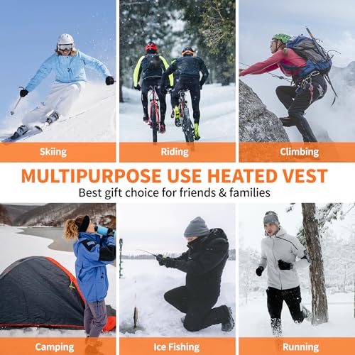15 Heated Zones Men's Heated Vest, Lightweight Warming Heating Vest Men, Washable Heated Jackets for Men for Outdoor Hunting Skiing - L