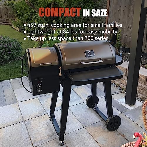 Efficiently Designed - BBQ Wood Pellet Smoker with Foldable Front Shelf, Rain Cover, 459 sq ft