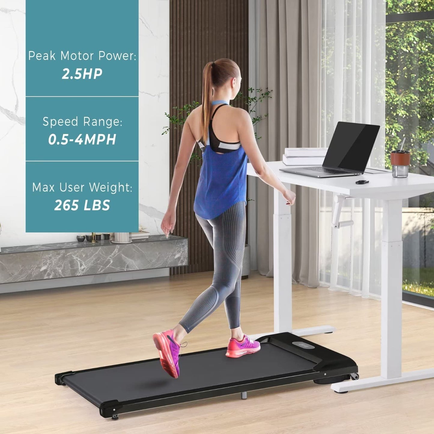 Treadmill Under Your Desk with Wireless Speaker, Remote Control and LED Display